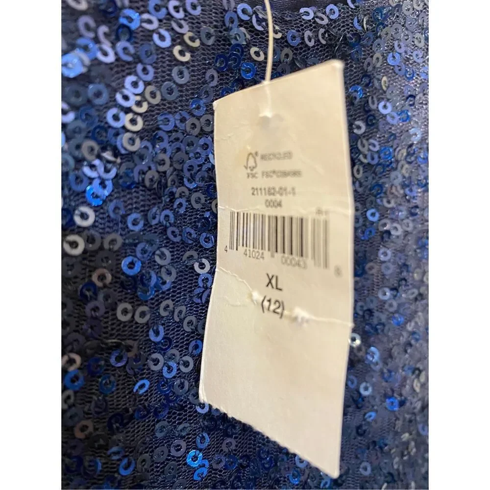 NWT gap girls, festive navy blue sequin A-line dress, 12